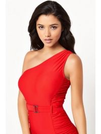 One Shoulder  Belted Swimsuit